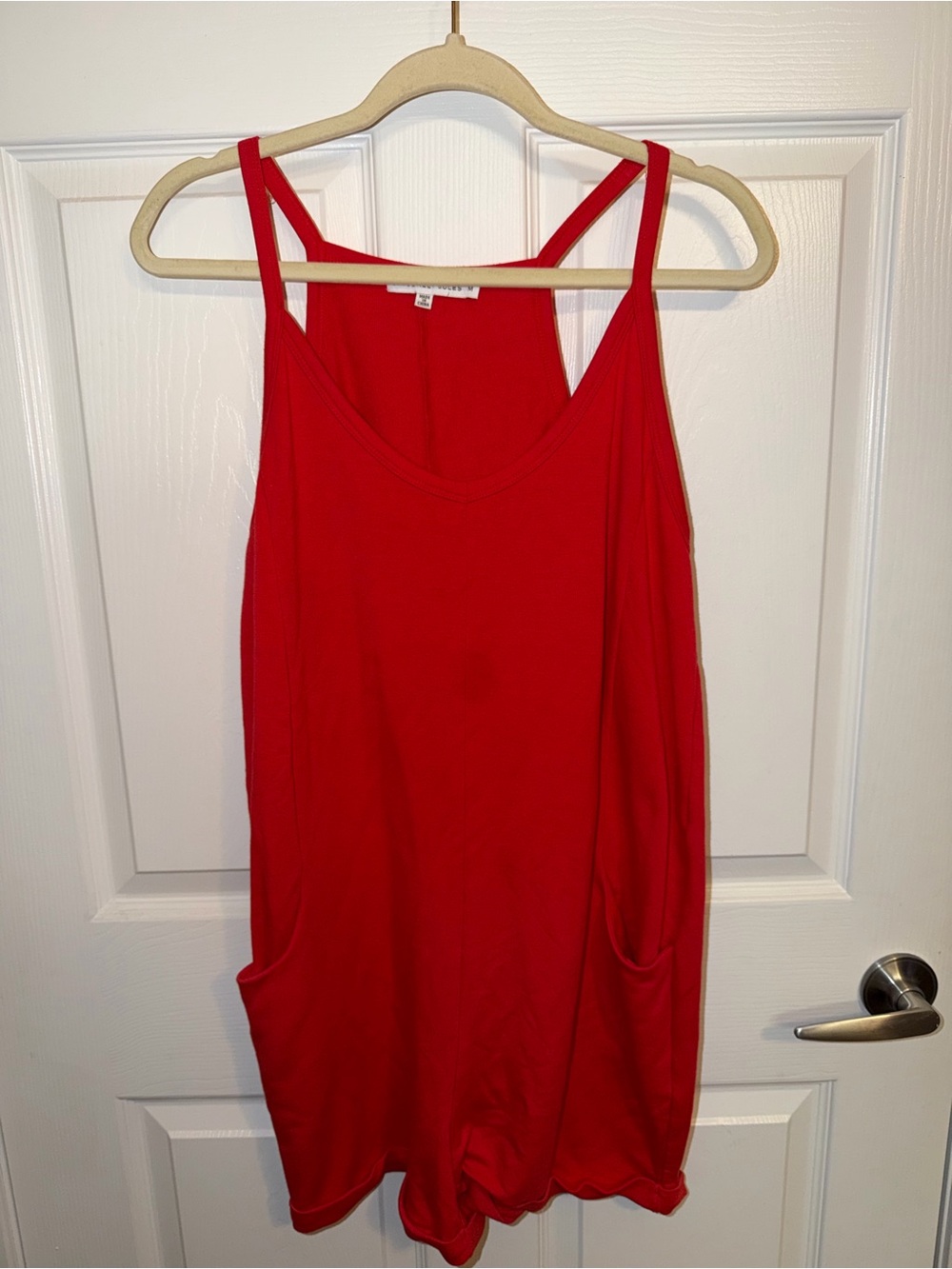 Red Women's Sleeveless Tank Romper - Casual Summer Top